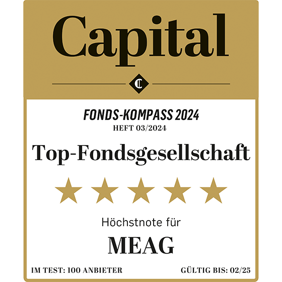 Highest possible score of 5 stars and a place on the winners' podium in the Capital Fund Compass 2024